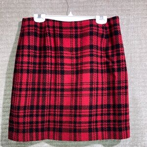 Vintage Eddie Bauer Red Black Plaid Wool Skirt Women’s Office Preppy Academia 14